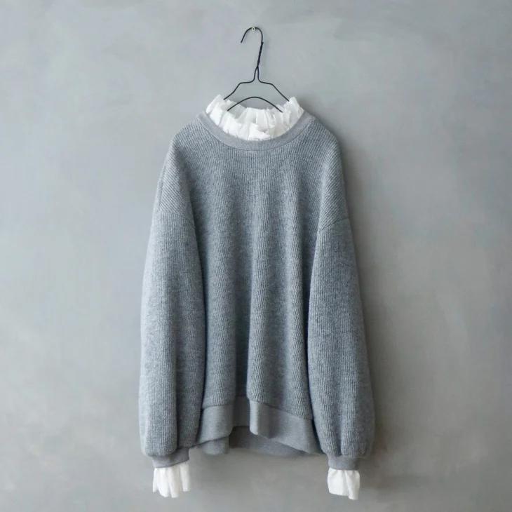 SALE セール】MAGALI | クォーターニット・フリルプルオーバー (gray