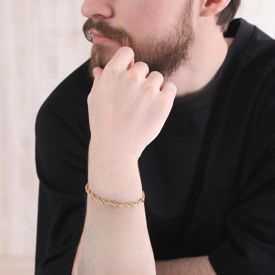 18金 ブレスレット パイプロープ 幅4mm レディース メンズ ゴールド