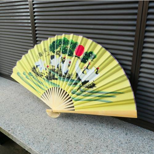 扇子 大きい 松 鶴 日の丸 黄色 飾り扇子 ビッグ扇子 ジャンボ扇子 約