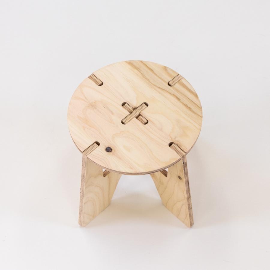 スツール（S）（約250mm×250mm×高さ250mm） 無塗装 折り畳み式