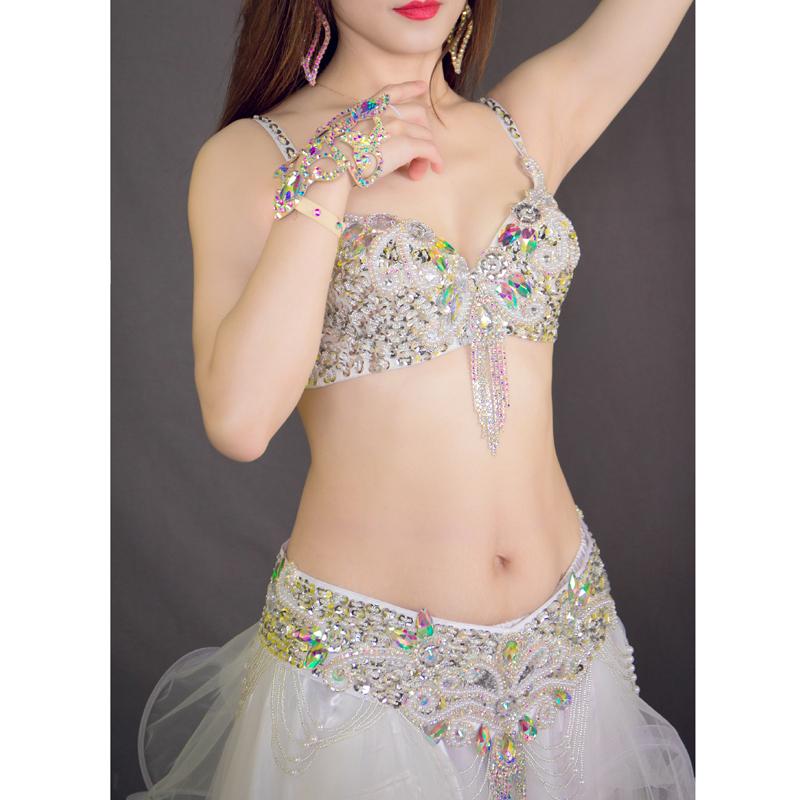 USサイズ ベリーダンス 衣装 ブラ ベルト パール しずく 上下2点