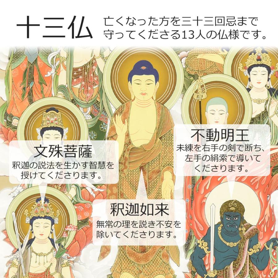 お仏壇のはせがわ 掛軸 十三佛 堀部修一先生 4尺 お盆 掛け軸 盆棚 盆