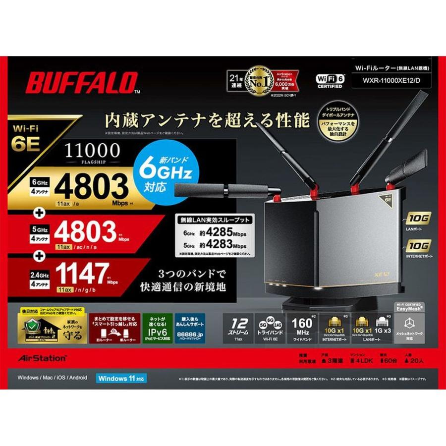 BUFFALO（バッファロー） AirStation 無線LAN Wi-fiルーター Wi-Fi 6E