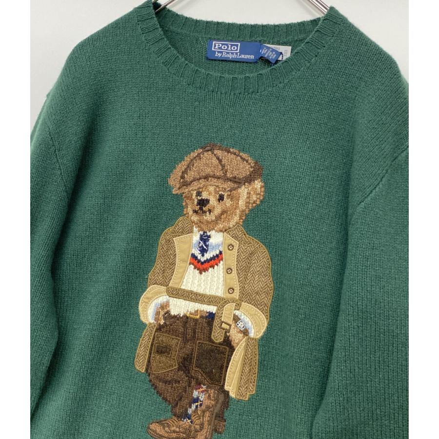 美品 ポロ・ラルフローレン ニット Poloベアセーター グリーン ウール