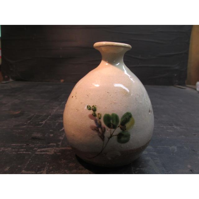 吉川水城益子焼緋襷 白釉 色絵 一輪挿し 花瓶 花生 花入 花器 置物