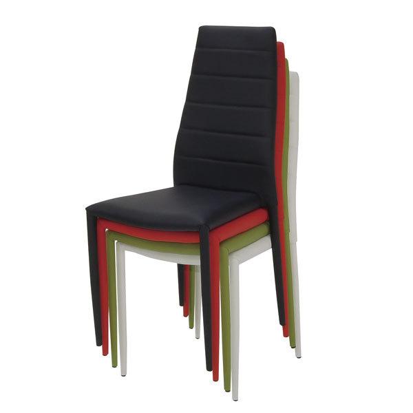 スタッキングチェア 4脚セット ダイニングチェア レッド ホワイト