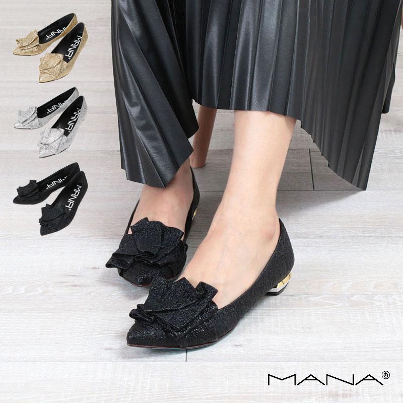 MANA（マナ） パンプス プリーツモチーフパンプス 541174 ローヒール
