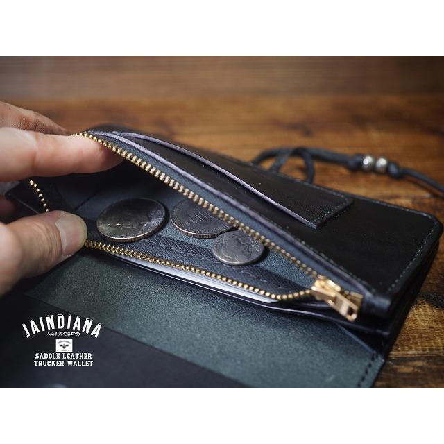 サドルレザー・トラッカーウォレット ブラック シルバーコンチョ
