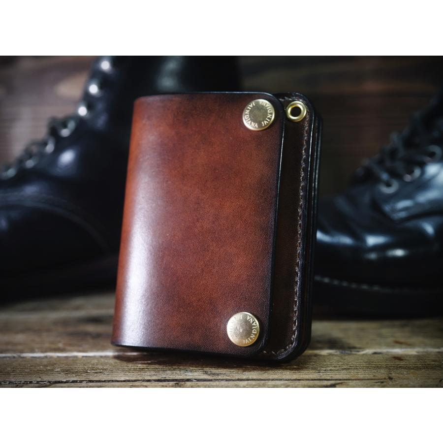 サドルレザー・ショートトラッカーウォレット ビンテージ染めブラウン