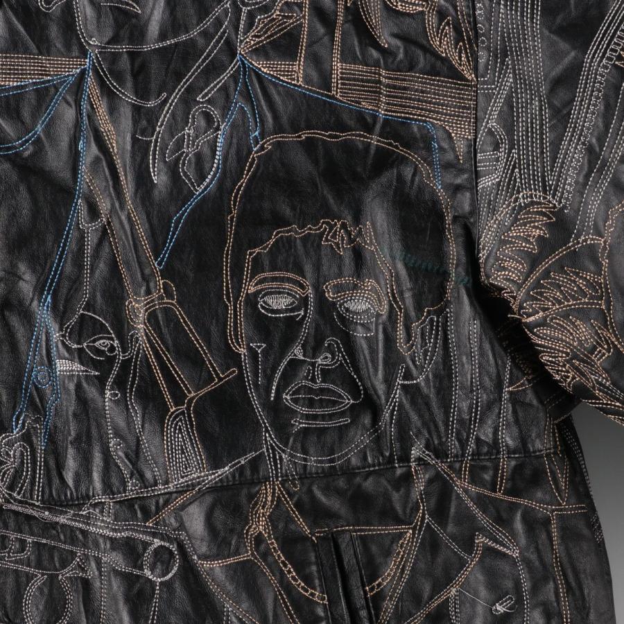 古着 ビッグサイズ 90~00年代 スカーフェイス SCARFACE 総柄 レザー