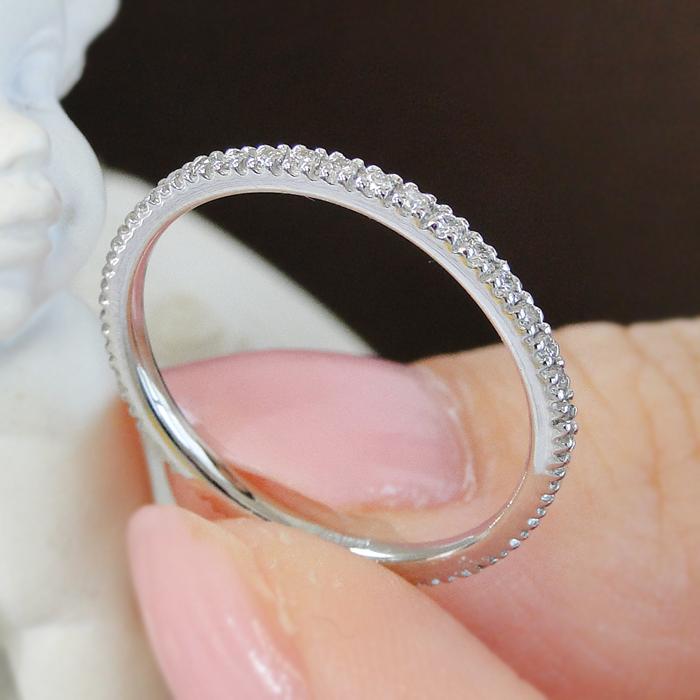 Pt900 フルエタニティリング プラチナ ピンキーリング ダイヤモンド 50