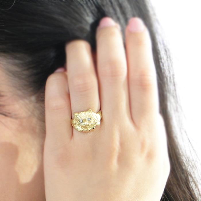 18金 リング SWEET CAT RING 指輪 ネコ キャッツアイ ネコの指輪 猫の