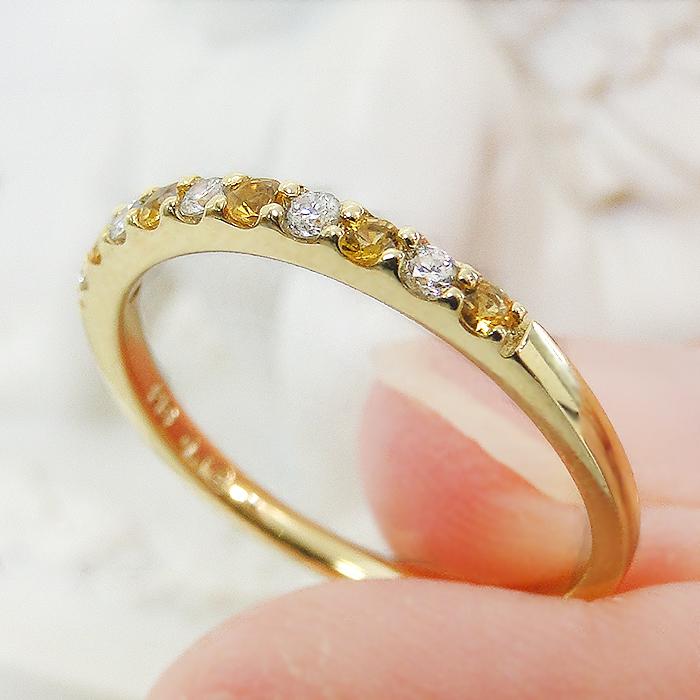 サファイア エタニティリング 18金 K18 イエローサファイア 50代