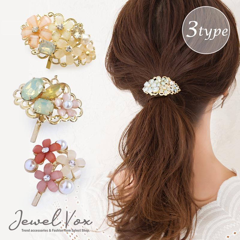 Jewel VOX ポニーフック 花 パール ヘアアクセサリー レディース