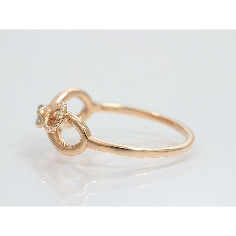 agete(アガット) ピンキー リング リボン ダイヤモンド 0.03ct 5号 10