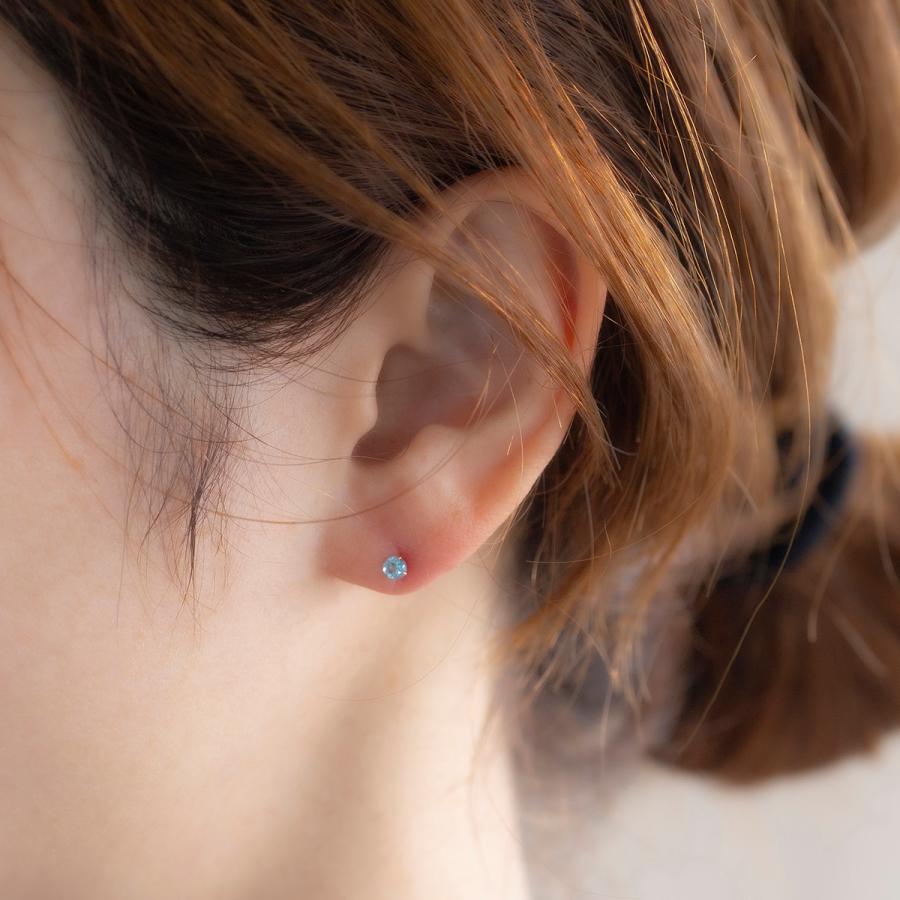 ジュエリーフィガロ ピアス K18 ブルートパーズ PG 一粒 ピンク