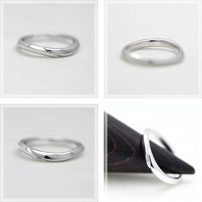 結婚指輪 プラチナ メンズ PT900 ウェーブ S字 シンプル ライン 指輪
