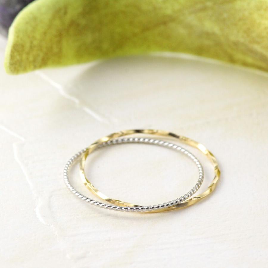 リング K18 18金 プラチナ プラチナ850 レディース 指輪 2連 シンプル