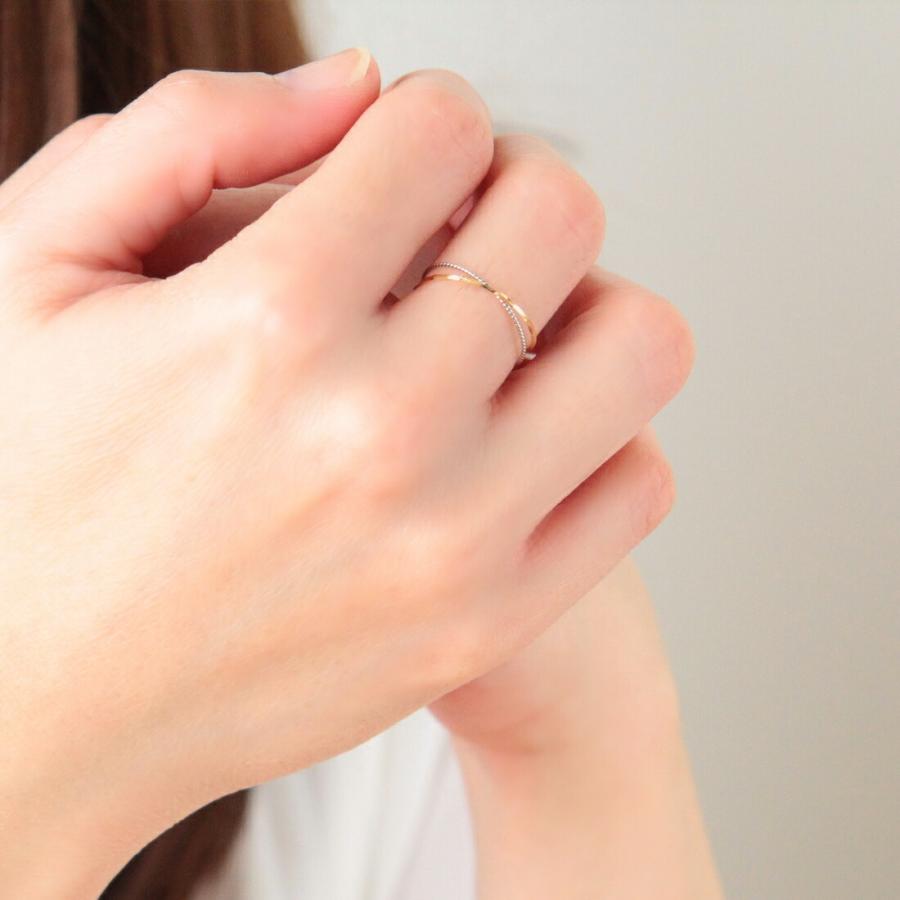 リング K18 18金 プラチナ プラチナ850 レディース 指輪 2連 シンプル