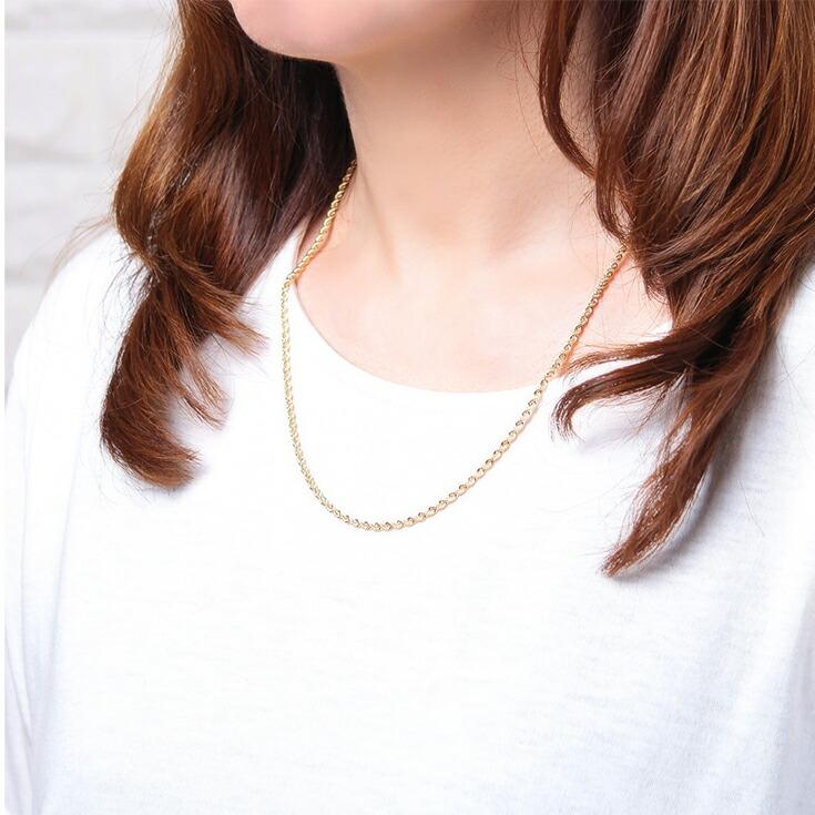 K18YG ロープチェーンネックレス レディース 50cm 幅2.5mm 4.65g 18k