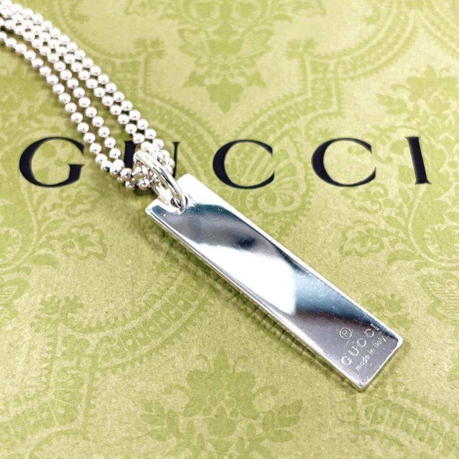 GUCCI（グッチ） ネックレス プレート ダブル ボールチェーン シルバー