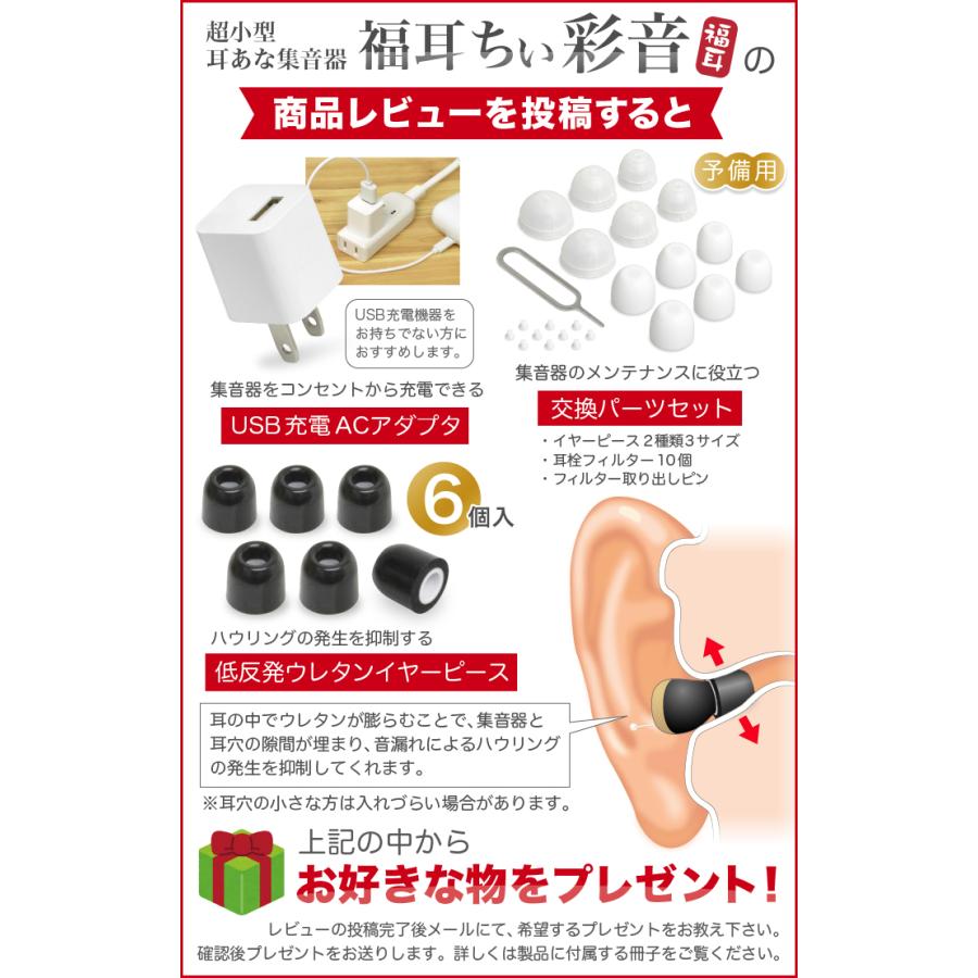 福耳 集音器 超小 耳穴型 ちい彩音(ちいさいおん) USB充電式 極小 軽量