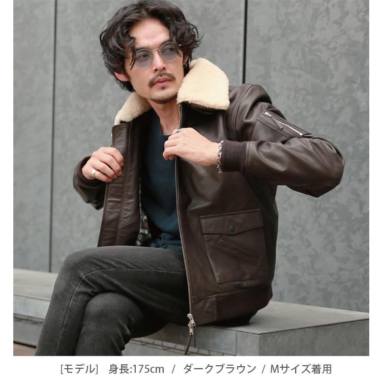 防水カウレザー ボンバージャケット チェック裏地 メンズ ダーク