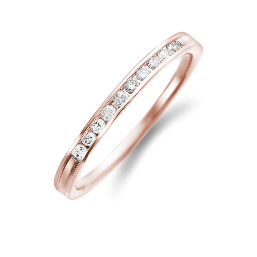ハーフ エタニティリング レール留 ダイヤ 0.1ct 18金 ピンクゴールド
