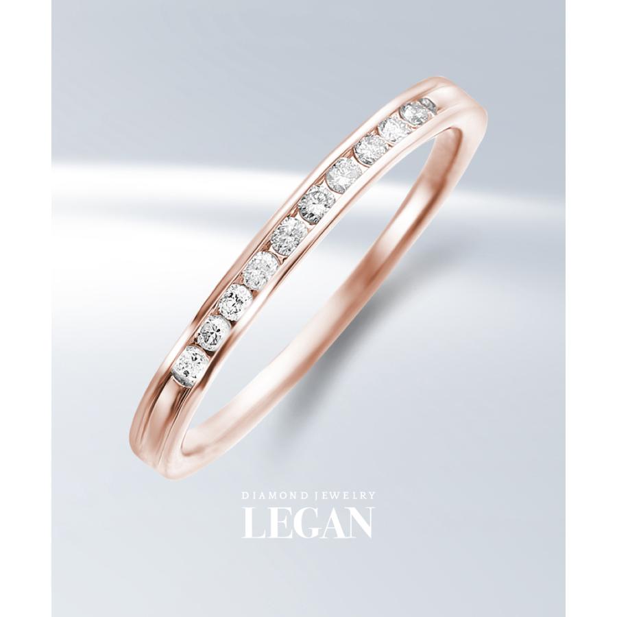 ハーフ エタニティリング レール留 ダイヤ 0.1ct 18金 ピンクゴールド