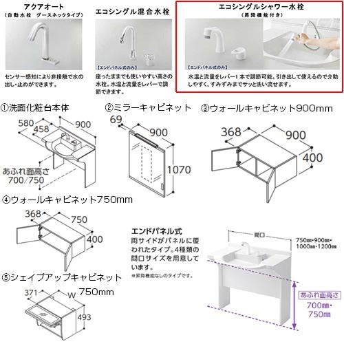 TOTO TOTO LDSML090AUGEZ1-set1 洗面化粧台セット 住宅向け車いす対応