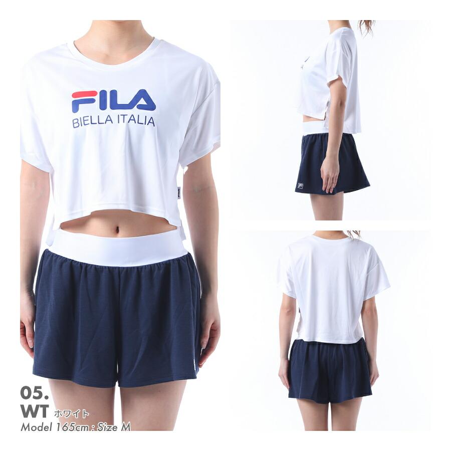 FILA（フィラ） レディース 水着 4点セット ロゴTシャツ ブラック