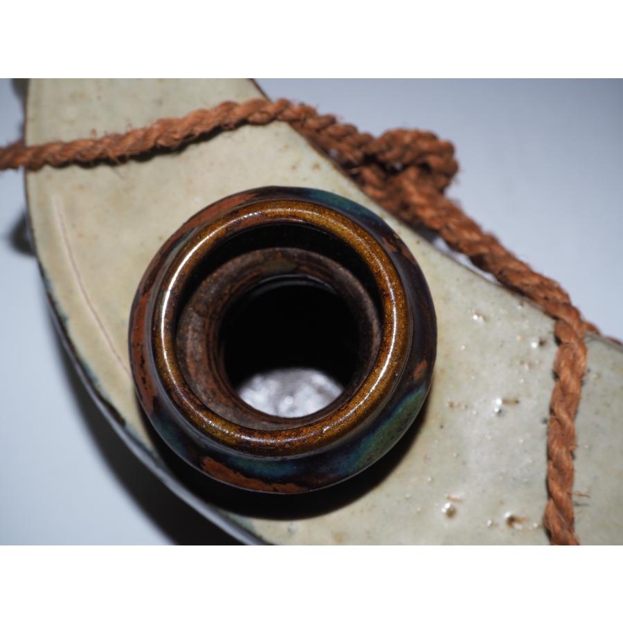 金城次郎 魚紋抱瓶【大作】 壺屋焼 ≪人間国宝≫ 共箱 縄紐 沖縄 未