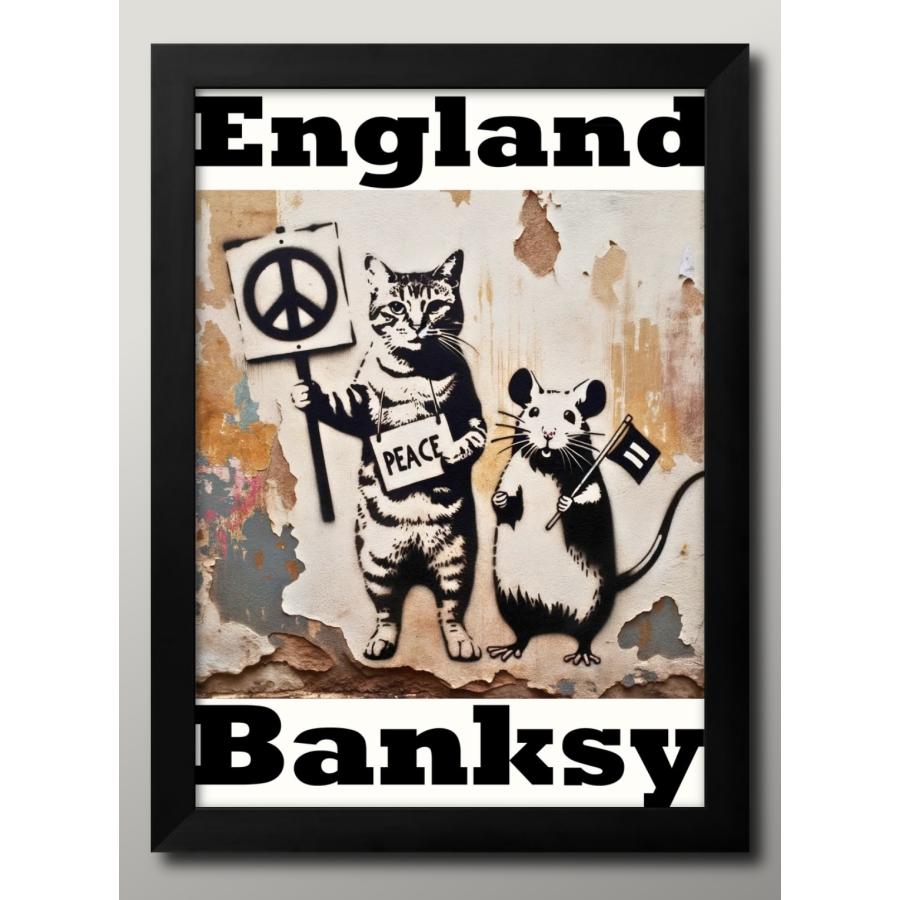 ポスター バンクシー 猫 ネズミ 絵画 インテリア A3サイズ アート 新築
