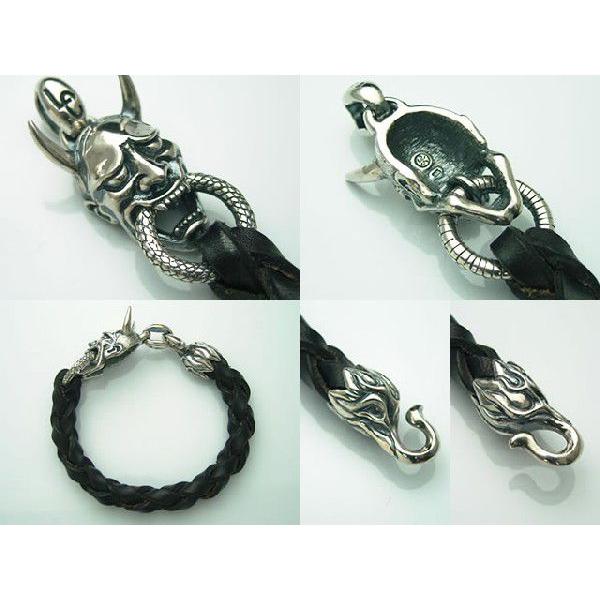 シルバーアクセサリー】蛇咬般若レザーブレスレット【送料無料