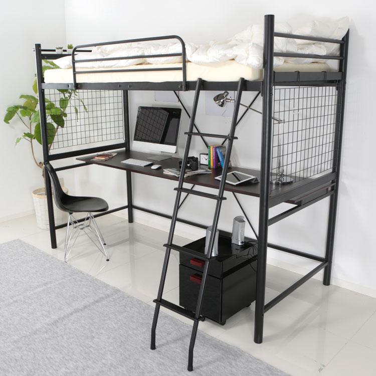 LOWYA（ロウヤ） ロフトベッド おしゃれ シングル システムベッド 机