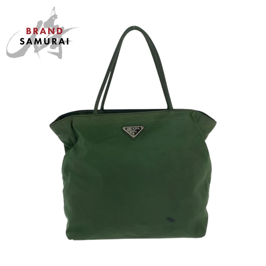 PRADA（プラダ） テスート 三角ロゴプレート カーキ シルバー金具