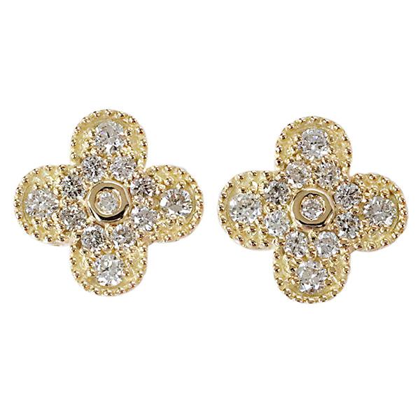花モチーフ ピアス K18YG【0.4ct】フラワーモチーフ18金 k18 : ル