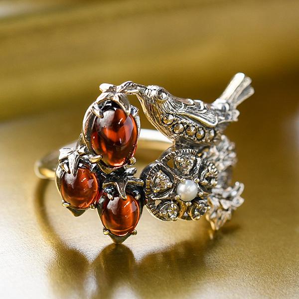 碌山 ウィリアムモリス いちご泥棒 ガーネット リング 国内唯一の