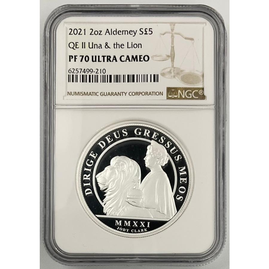 2021年 イギリス ウナとライオン オルダニー 5ポンド 2oz 銀貨