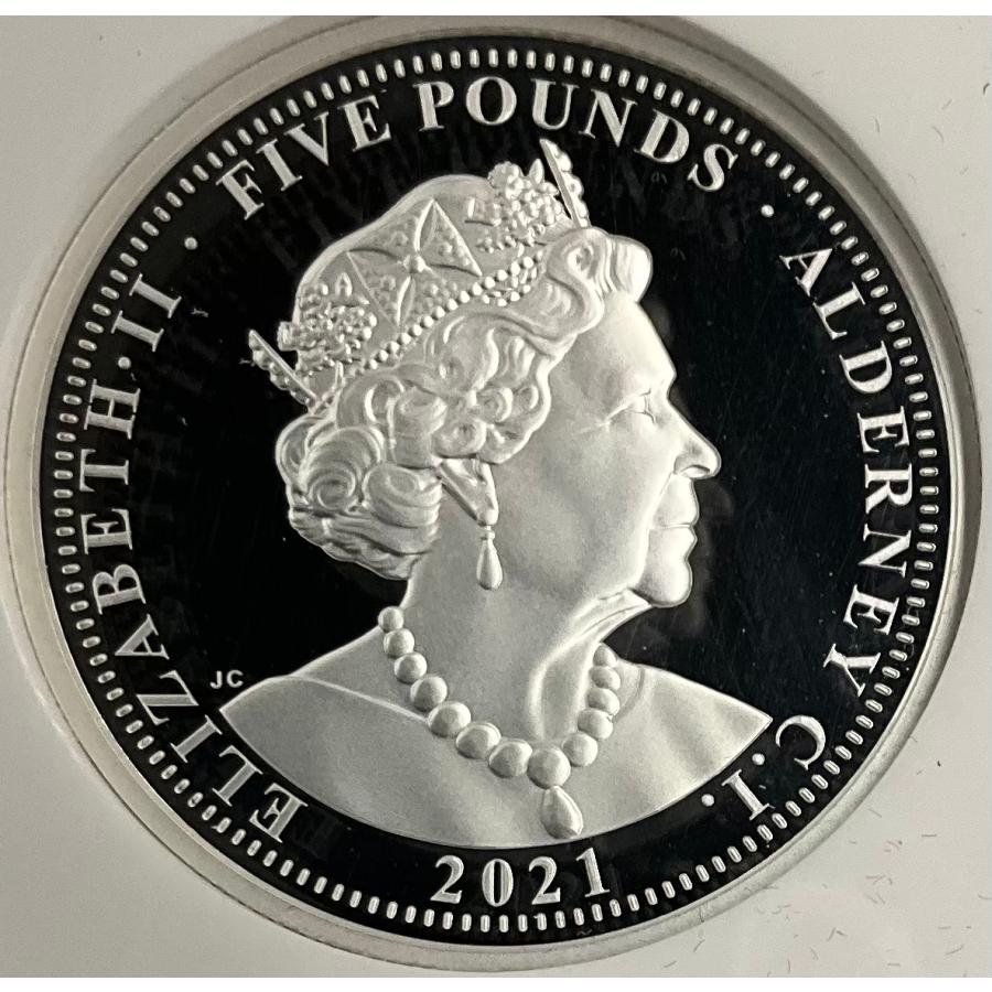 2021年 イギリス ウナとライオン オルダニー 5ポンド 2oz 銀貨