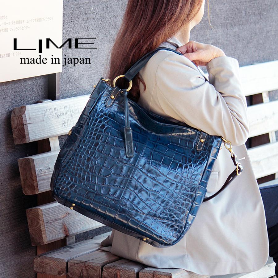LIME made in japan トートバッグ 本革 2ウェイ ショルダーバッグ 通勤