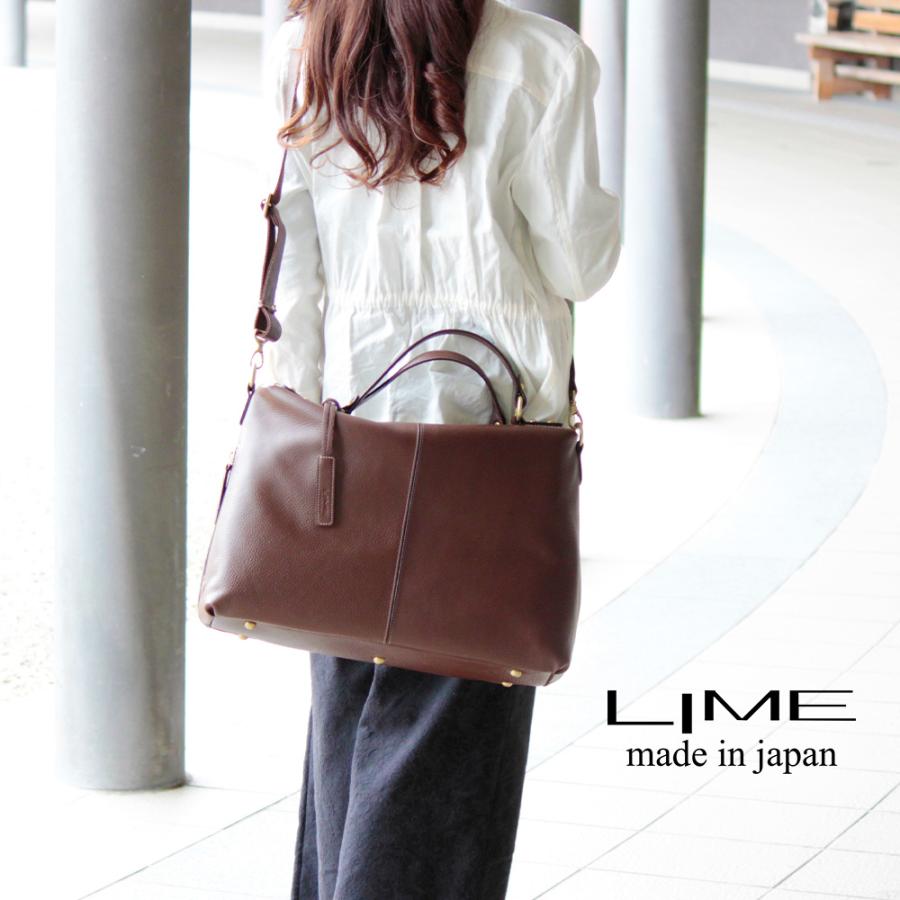 LIME made in japan ボストンバッグ 本革 2way ツーウェイ 斜めがけ