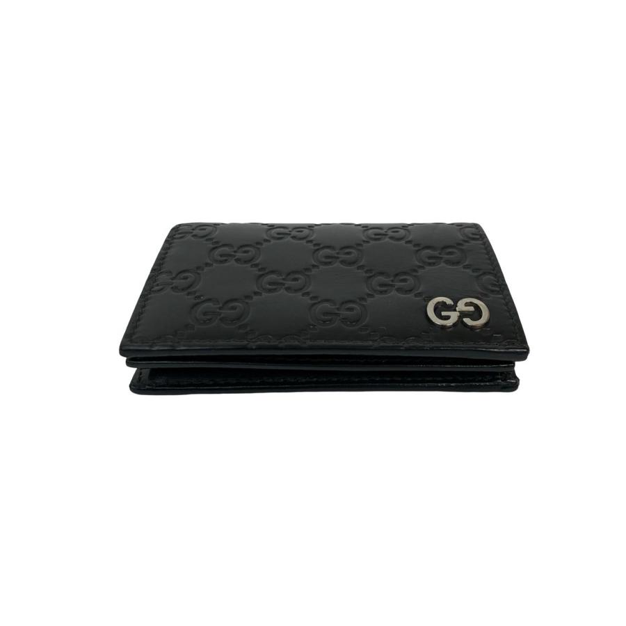GUCCI（グッチ） 極 美品 シマ GG ロゴ 金具 レザー 本革 二つ折り