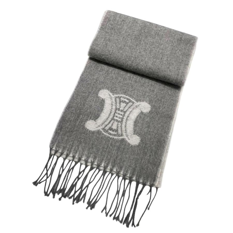 CELINE（セリーヌ） 【中古】 マカダム ロゴ カシミア マフラー グレー