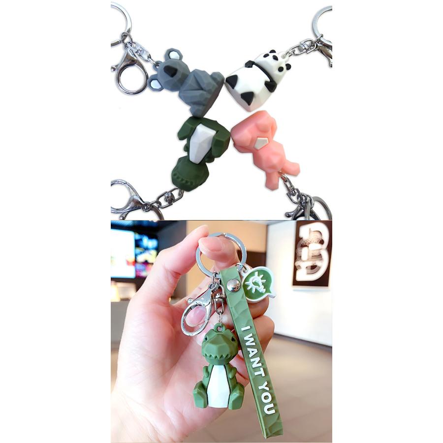 ジオメトリック アニマル キーホルダー ストラップ付き キーリング