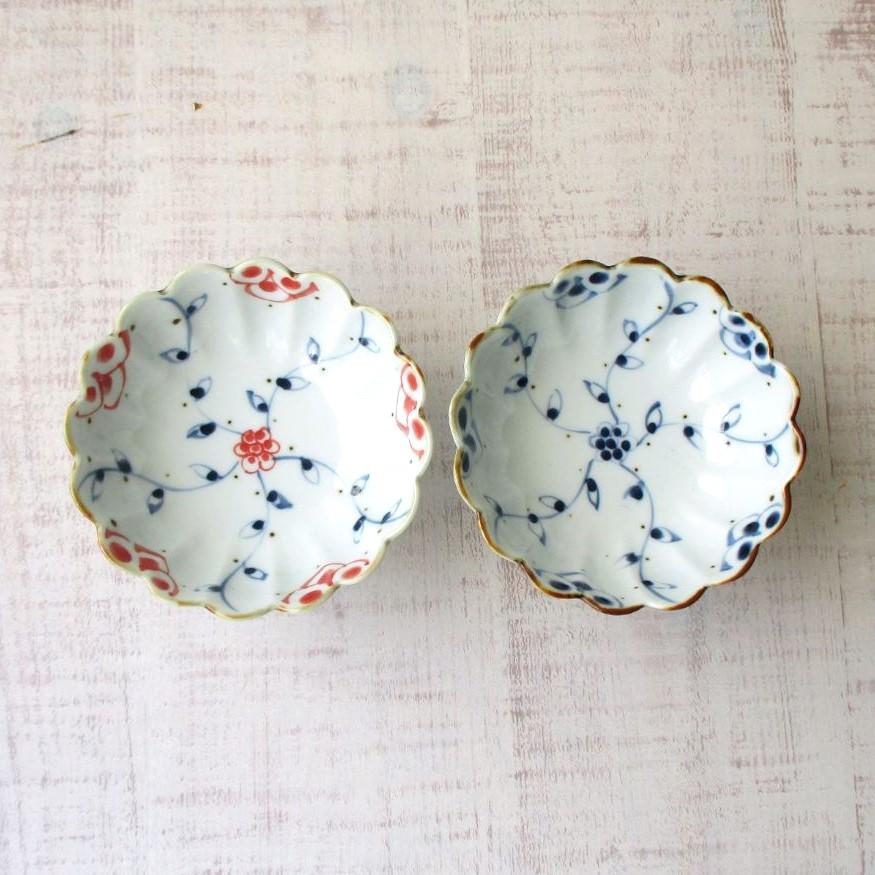 有田焼 伊万里焼 食器 鉢 高台鉢 小鉢 つる花唐草(赤) デザート鉢 菓子