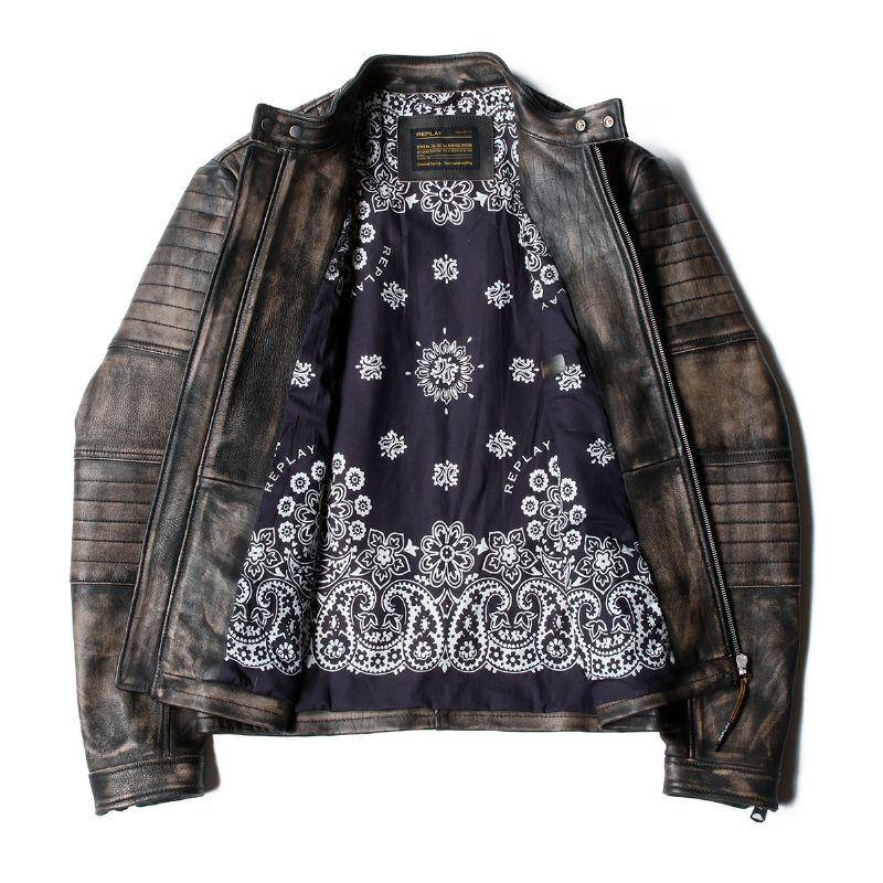 リプレイ レザージャケット シープレザースプレーペイントジャケット