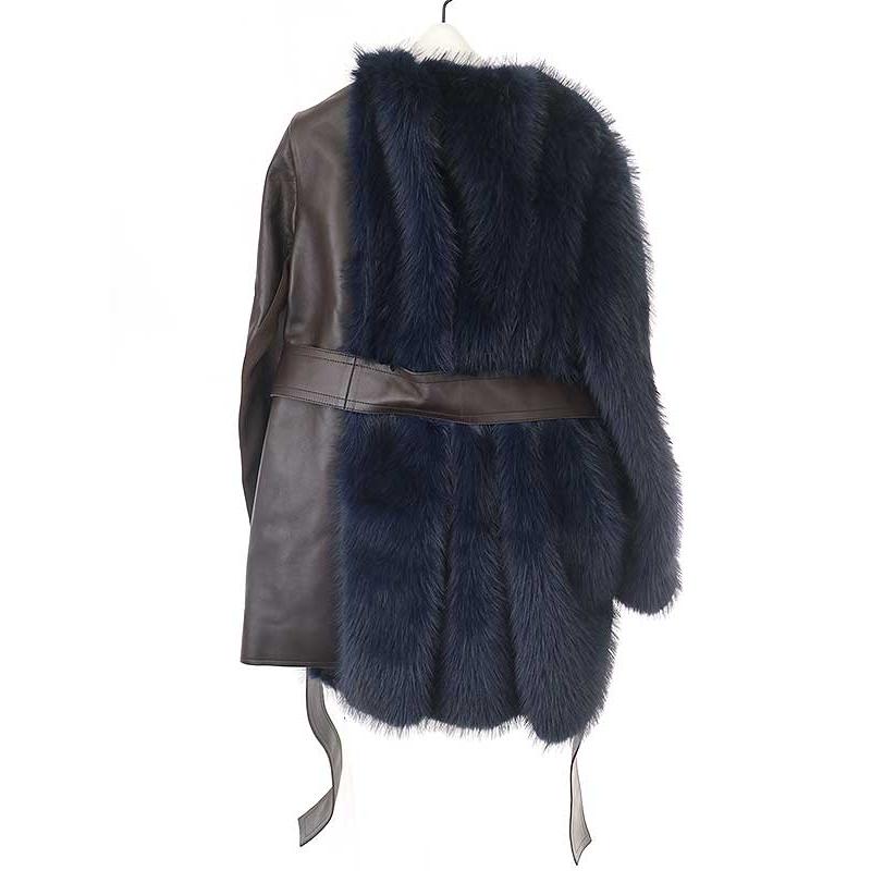 sacai（サカイ） 23AW Faux Fur & Leather Belted Coat リブ切替