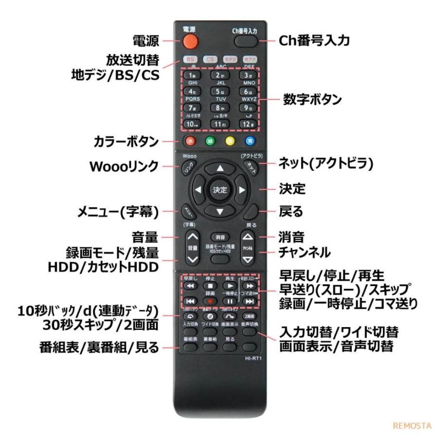 REMOSTA（リモスタ） 互換品 日立 C-RT1 Wooo テレビ リモコン L32