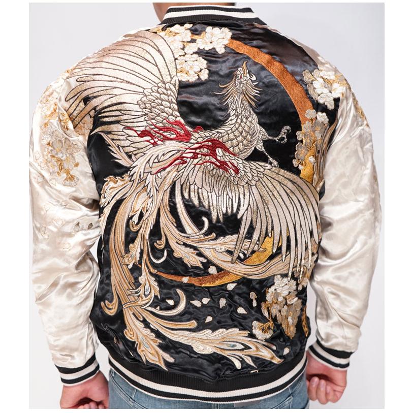 絡繰魂 絡繰魂[カラクリダマシイ] 虎VS鳳凰 総刺繍 和柄スカジャン/粋